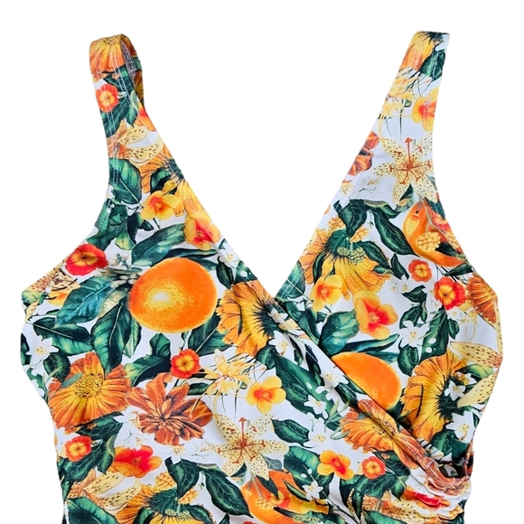 Nip Tuck Swim Joanne Citrus Blend Tummy Control Wrap One-Piece Swimsuit Size 4 - Picture 5 of 14